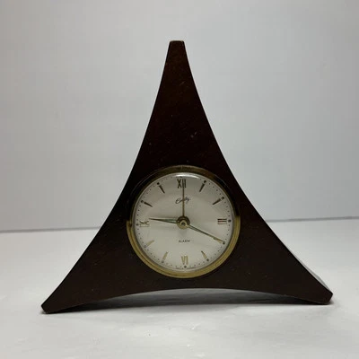 Mid Century Modern Wood Triangle Bradley Alarm Clock Works - Image 1 of 4