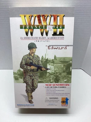 DRAGON 12” WWII Private EDWARD Armored Div. France 1944 1/6th Figure 70048 NIB - Image 1 of 4