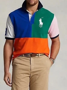 NEW Size XXL Mens POLO RALPH LAUREN Colorblock B Pony Mesh Polo Shirt Orang $138 - Picture 1 of 6