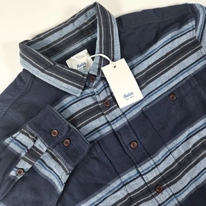 KATIN Sierra Franela Para Hombre XL X-Large Azul Rayas Camisa Abotonada Surf NUEVA  - Imagen 1 de 8