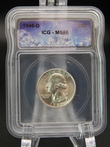 1946-D Washington Quarter ICG MS66 Icecube NEW Holder (BF2280) - Picture 1 of 2