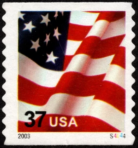 US Stamp Scott # 3632A Plate # S4444 Coil Single - 37 Cents United States Flag - Picture 1 of 1