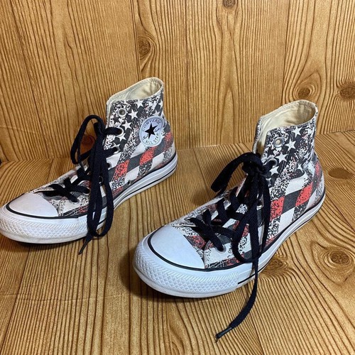 Scarpe unisex alte Converse Chuck Taylor All Star bandiera patriottica rosso nero 8