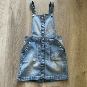 Celebrity Pink Overall Denim Dress Girls M Blue Light Wash Adjustable Button Up - Picture 1 of 14