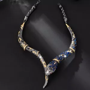 Collana Serpentina Guicai Design Originale Diamante Pieno Pietra Naturale - Foto 1 di 5