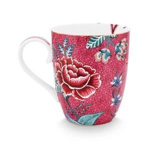 Pip Studio Porzellan Flower Festival große Porzellan Tasse Dunkelrosa 350 ml - Bild 1 von 4