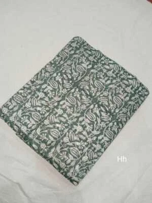 Bagru Sanganeri Floral Hand Block Print Running Cotton Voile Fabric By The Yard - Image 1 of 4