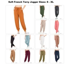 Zenana Women Soft French Terry Jogger Pants with Pockets, Sizes S - XL - Picture 1 of 30
