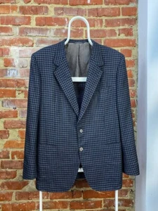 Brioni Blue Check Wool Silk Half Lined Blazer Jacket Mens Size ~ 52 - Picture 1 of 10