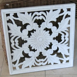 WANDDEKORATION HOLZ SCHNITZERREI ORNAMENT DEKO LANDHAUS SHABBY CHIC FRENCH HOME - Bild 1 von 1