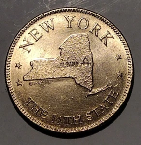 NUEVA YORK Bronce Estados de la Unión 1969 Shell Oil Game Token Coin - Imagen 1 de 5