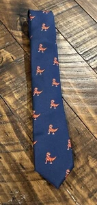 Lands End Kids Dinosaur Tie navy With Red Dinosaurs - Picture 1 of 4
