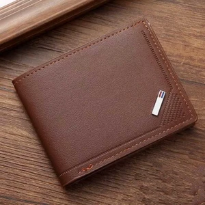 PU Leather Credit Card Holder RFID-Blocking Inserts Pocket Wallet w/ID Window US - Picture 1 of 8