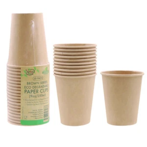 Disposable Brown Paper Cups Coffee Takeaway 9oz 250ml Drink Tea Water Cups Party - Picture 1 of 1
