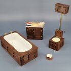 Vintage 1:12 Miniatures Dollhouse Wood Bathroom 3 Piece Furniture Set Lot