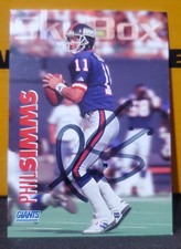 1993 SkyBox Football #225 Phil Simms Autographed Card