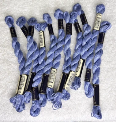 11 MINT Anchor Perle Pearl Cotton #939 Med Blue Embroidery Floss Vintage Skein - Image 1 of 3
