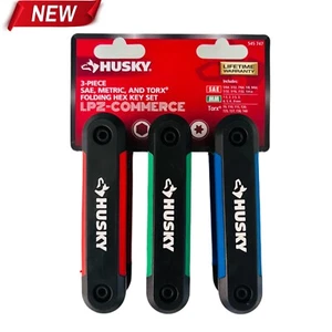 Husky 545 747 SAE/Metric and Torx Folding Hex Key Set (3-Piece) New - Picture 1 of 3