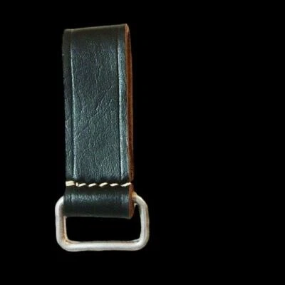 KEY FOB BELT KEEPER GENUINE BLACK LEATHER METAL HARDWARE EQUIPMENT OR KEY HOLDER - Image 1 of 4