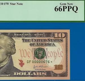 Fr 2039-F* 2004A $10 FRN Atlanta star PCGS 66PPQ low serial number star 00000676 - Picture 1 of 4