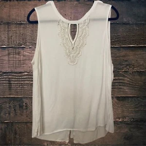 Stitch Fix Pale Sky Bluse Damen Gr. XL elfenbein weiß Schlüsselloch hinten Spitze Boho - Bild 1 von 5