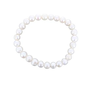 Small Pearl Stretch Bracelet, Genuine Cultured Freshwater Pearls, Bracelet, 7.5" - Picture 1 of 3