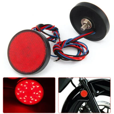 2x Red 24 LED Round Reflectors Tail Brake Stop Turn Signal Light Lamp Motorcycle - Image 1 of 4