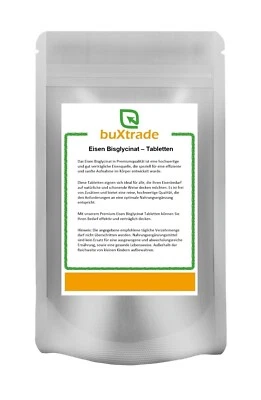 BUXTRADE 100 Pack Iron Bisglycinate Tablets | Bisglycinate | Iron | Tabs | Approx 50g
