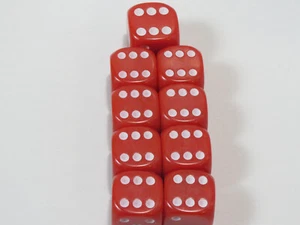 NEW Dice Set of 8 D6 -14 mm + 1 D6 16mm Opaque Red - 9 Dice in total. - Picture 1 of 3