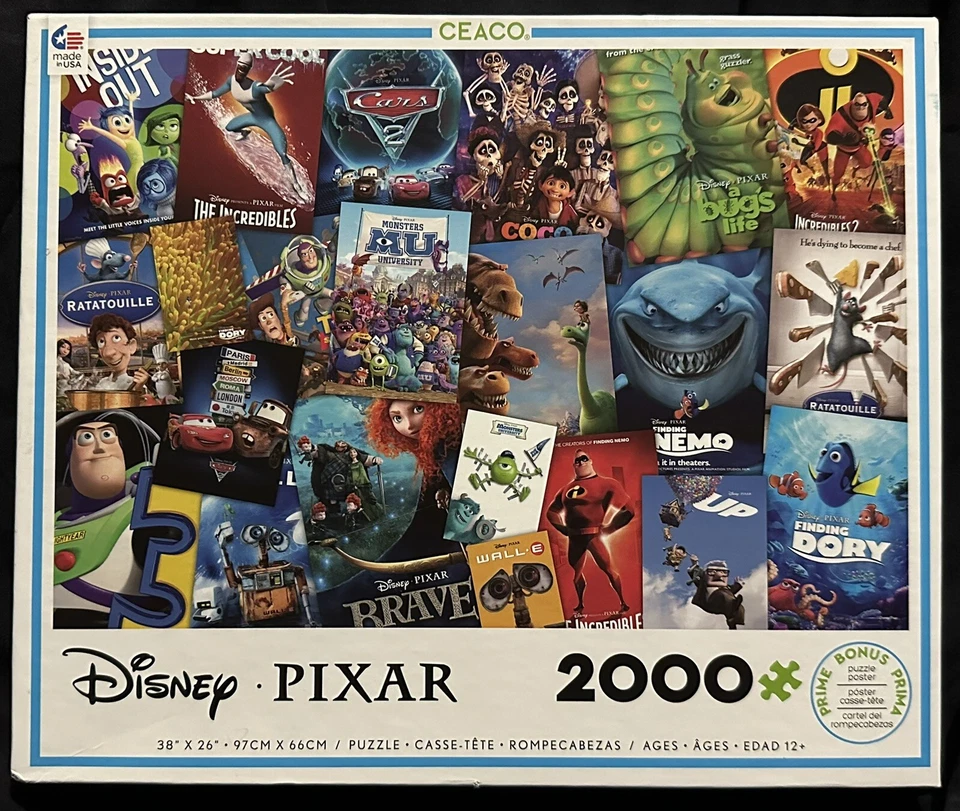 Disney/Pixar Movie Posters - Complete 2,000 pc Jigsaw Puzzle by Ceaco!!! - Image 1 of 1