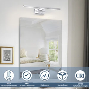 LED Spiegellampe 8W 4000K Chrom 40cm moderne Badbeleuchtung IP44 Spiegelleuchte - Bild 1 von 10