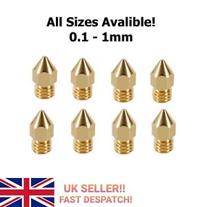 0.2-1.0mm 3D Printer Nozzle Copper Extruder MK8 For CR-10 Ender 3 Anet A8 M6