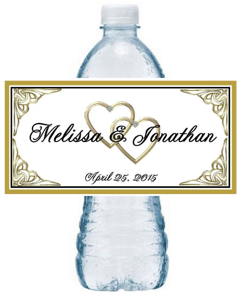GOLD HEARTS 婚礼爱好者水瓶标签 - 个性化 — 第 1/1 张图片