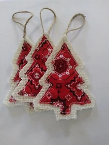 Paisley Plaid Burlap Christmas Ornament Set Burlap Country Western Horse Cow... - Picture 1 of 3