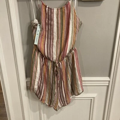 Nuevo Mameluco Sea + Sky Stripped Completamente Forrado Espalda Cruzada Talla L ¡Adorable! Foto 1 de 4