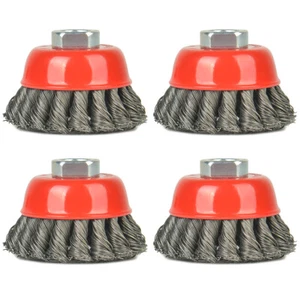 Aain 4er Pack geknotete Stahl Tassenbürste 12500 U/min, 3 Zoll gedrehter Draht Tassenbürste - Bild 1 von 9