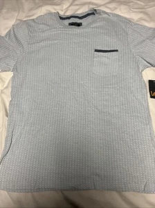Vintage Lee Premium Quality T-Shirt Mens L Gray Pattern Crew Neck Pocket NWT - Picture 1 of 19
