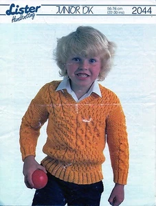 ~ Vintage Knitting Pattern For Child's Cabled V-Neck Jumper ~ 22" ~ 30" ~ Note ~ - Picture 1 of 1