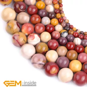 Natural Round Multicolor Mookaite Gemstone DIY Beads For Jewellery Making 15" - Picture 1 of 32