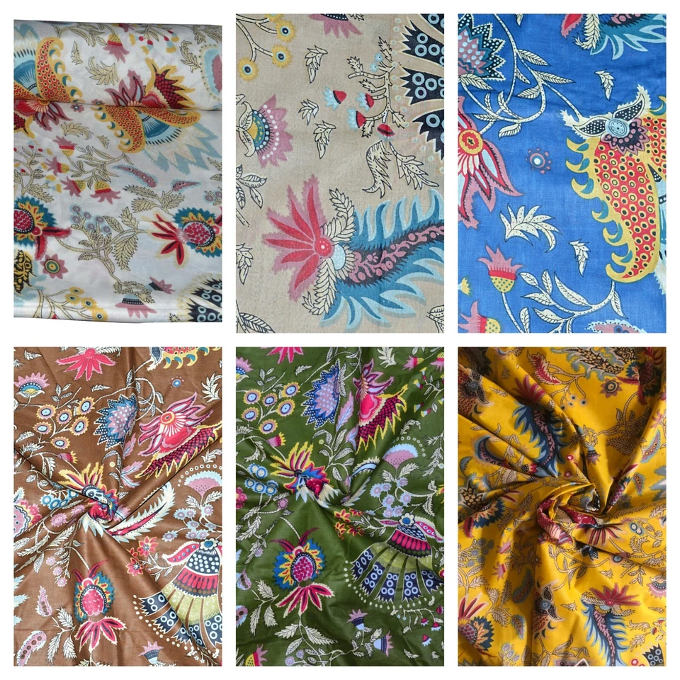 By Yard Indian Mukat Print Cotton Handmade Dressmaking Fabric Boho Dresses' - Image 1 of 1