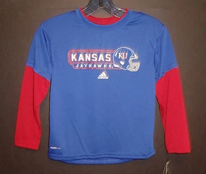 Toddler Kansas Jayhawks adidas Football Long Sleeve Shirt Youth Preschool (5-6) - Picture 1 of 2