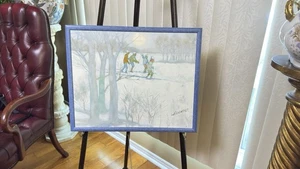Bill Alexander (1912-1989) "Snowy Skiers" Figurative Landscape Painting 21x17” - Picture 1 of 10