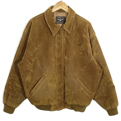 Blouson En Cuir Touché Daim Aviateur Vintage 90’s R.G.A. (Made In Italy) - Photo 1/4