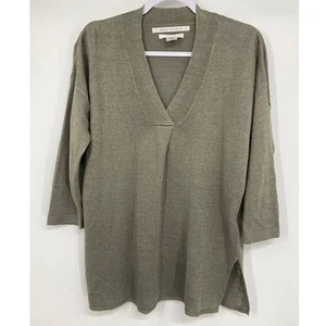 Max Studio Womens Green Linen V-neck Shirt Top Blouse NEW Medium - Picture 1 of 10