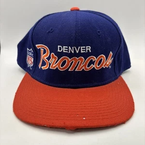 Denver Broncos Vintage NFL Football The Pro Fitted Cap Hat Size 7 3/8 100% Wool - Picture 1 of 8