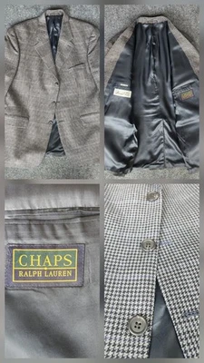 Vintage Chaps Ralph Lauren Sports Coat Blazier 3 Button Men's 46R Silk Wool - Image 1 of 4