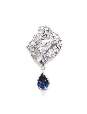 modischer Anhänger - EHINGER-SCHWARZ - mit Saphir - 585er Weißgold 14K - Bild 1 von 4