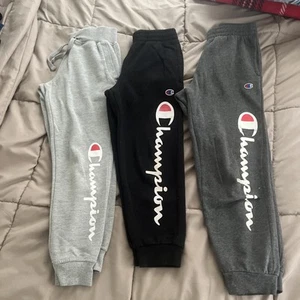 Champion Boys Sweatpant Joggers , Lot Of 3 , Black , Gray Size 7/8 EUC - Picture 1 of 13