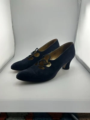 Salto com cadarço Walter Steiger camurça marinha - Imagem 1 de 4