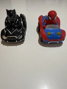 Marvel Super Hero Adventures Pull Back & Go Racers Black Panther Spider-Man Cars - Foto 1 di 9